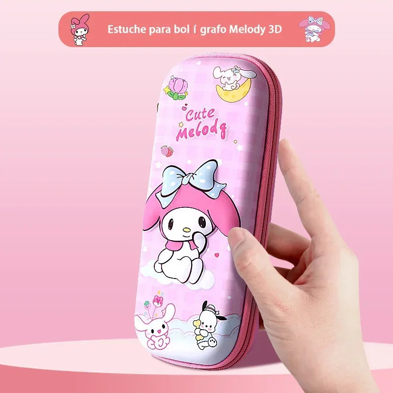 3D Kuromi Melody Cinnamoroll Pencil Case Cartoon Large Capacity Stationery Bag Pencil Case