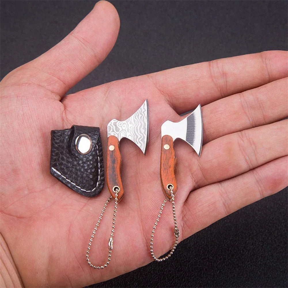 Mini Stainless Steel Small Axe Portable Key Chain, Small Kitchen Knife Disassembly Gift Key Pendant Decoration, Outdoor Tool