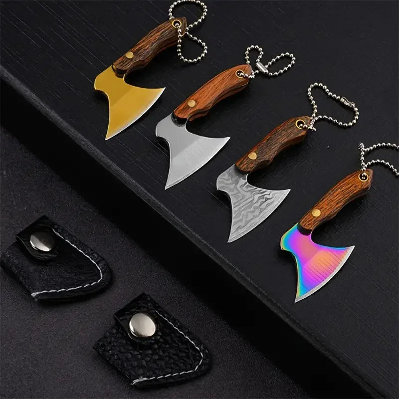 Mini Stainless Steel Small Axe Portable Key Chain, Small Kitchen Knife Disassembly Gift Key Pendant Decoration, Outdoor Tool