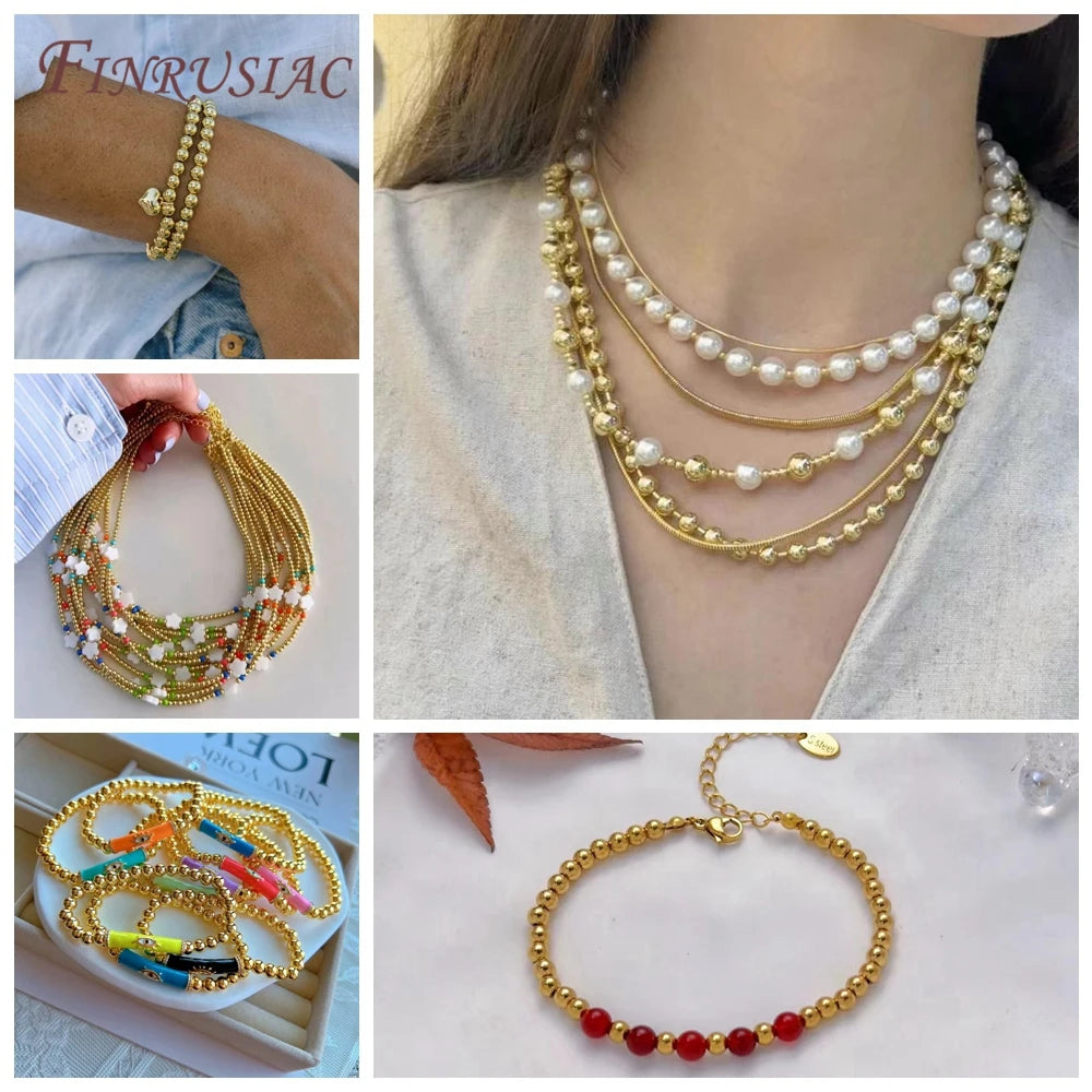 18K Gold Plated Spacer Beads For Jewelry Making,Separators For Bead,2mm-6mm Bracelets Beads,Jewelry Bead DIY Accessories