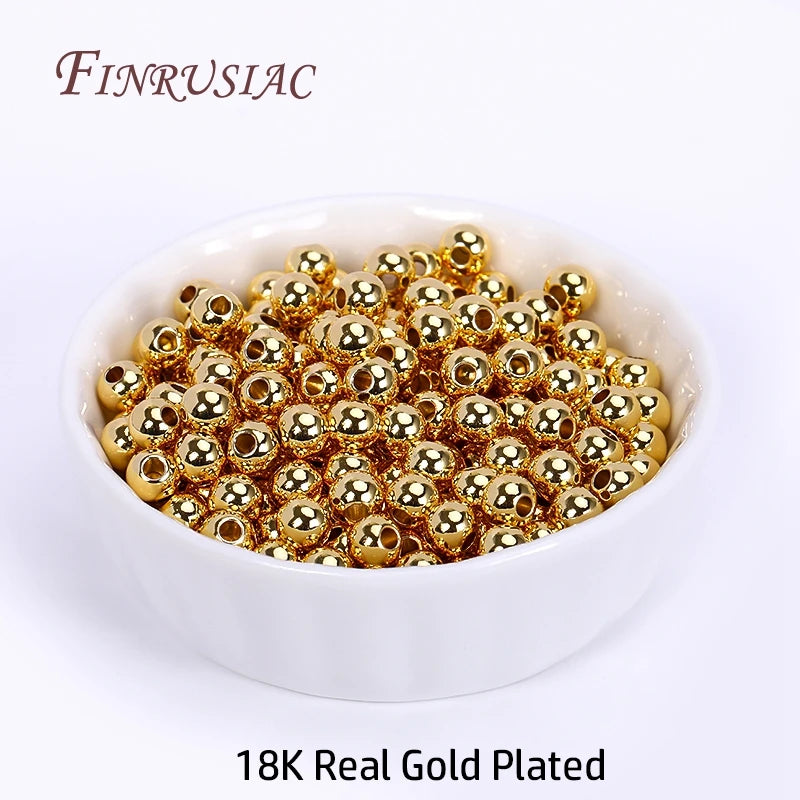 18K Gold Plated Spacer Beads For Jewelry Making,Separators For Bead,2mm-6mm Bracelets Beads,Jewelry Bead DIY Accessories