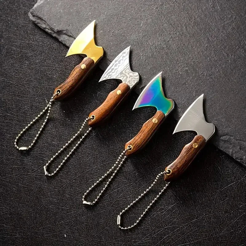 Mini Stainless Steel Small Axe Portable Key Chain, Small Kitchen Knife Disassembly Gift Key Pendant Decoration, Outdoor Tool