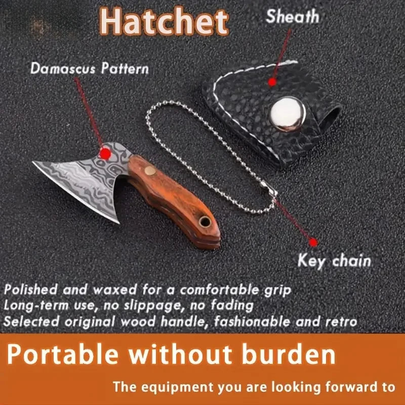 Mini Stainless Steel Small Axe Portable Key Chain, Small Kitchen Knife Disassembly Gift Key Pendant Decoration, Outdoor Tool