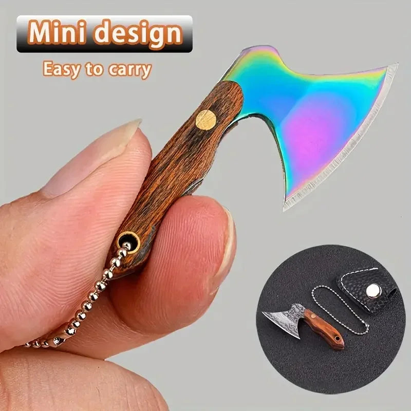 Mini Stainless Steel Small Axe Portable Key Chain, Small Kitchen Knife Disassembly Gift Key Pendant Decoration, Outdoor Tool