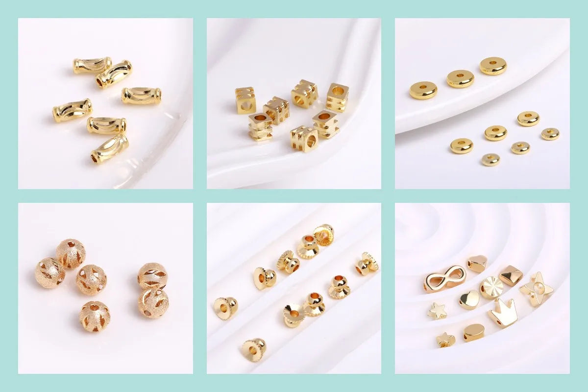 18K Gold Plated Spacer Beads For Jewelry Making,Separators For Bead,2mm-6mm Bracelets Beads,Jewelry Bead DIY Accessories