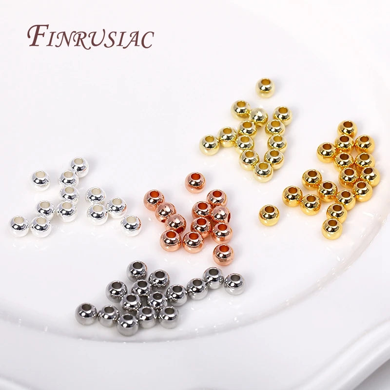 18K Gold Plated Spacer Beads For Jewelry Making,Separators For Bead,2mm-6mm Bracelets Beads,Jewelry Bead DIY Accessories