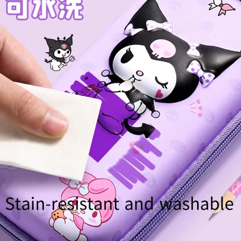3D Kuromi Melody Cinnamoroll Pencil Case Cartoon Large Capacity Stationery Bag Pencil Case