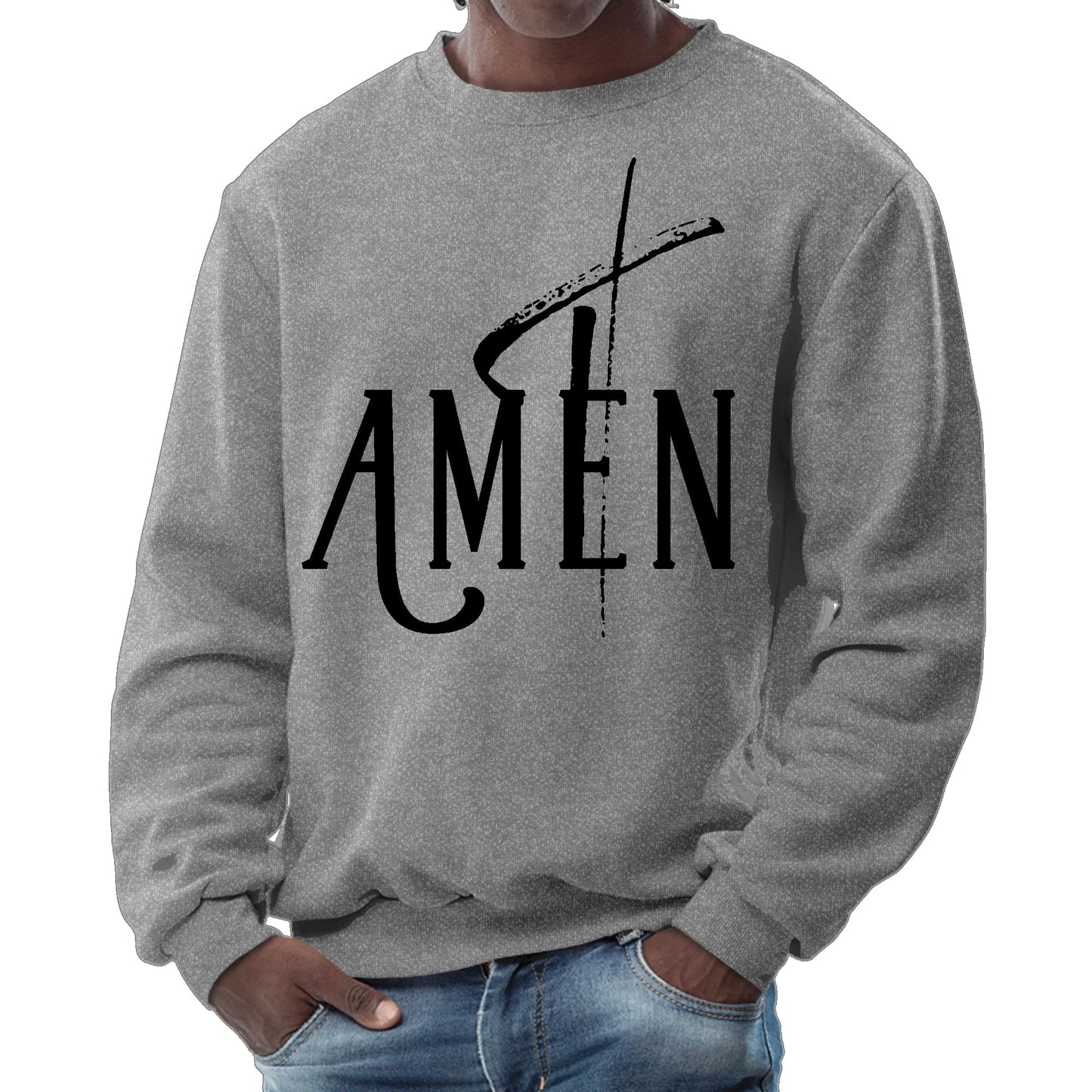 Mens Graphic Sweatshirt - Amen Black Print