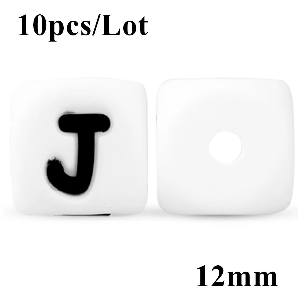 Kovict 10~50Pcs/Lot Silicone Letters Bead 12mm English Alphabet Beads For Jewelry Making DIY Personalized Name Chain Accessories