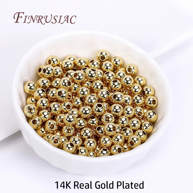 18K Gold Plated Spacer Beads For Jewelry Making,Separators For Bead,2mm-6mm Bracelets Beads,Jewelry Bead DIY Accessories