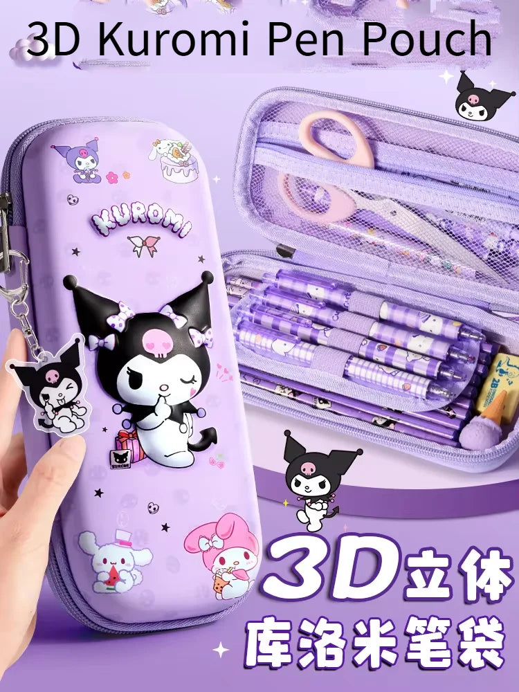 3D Kuromi Melody Cinnamoroll Pencil Case Cartoon Large Capacity Stationery Bag Pencil Case