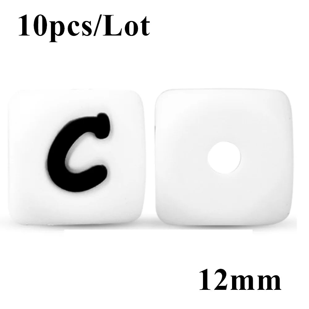 Kovict 10~50Pcs/Lot Silicone Letters Bead 12mm English Alphabet Beads For Jewelry Making DIY Personalized Name Chain Accessories