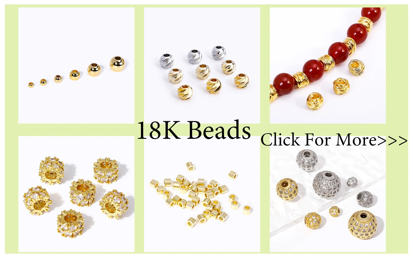 18K Gold Plated Spacer Beads For Jewelry Making,Separators For Bead,2mm-6mm Bracelets Beads,Jewelry Bead DIY Accessories