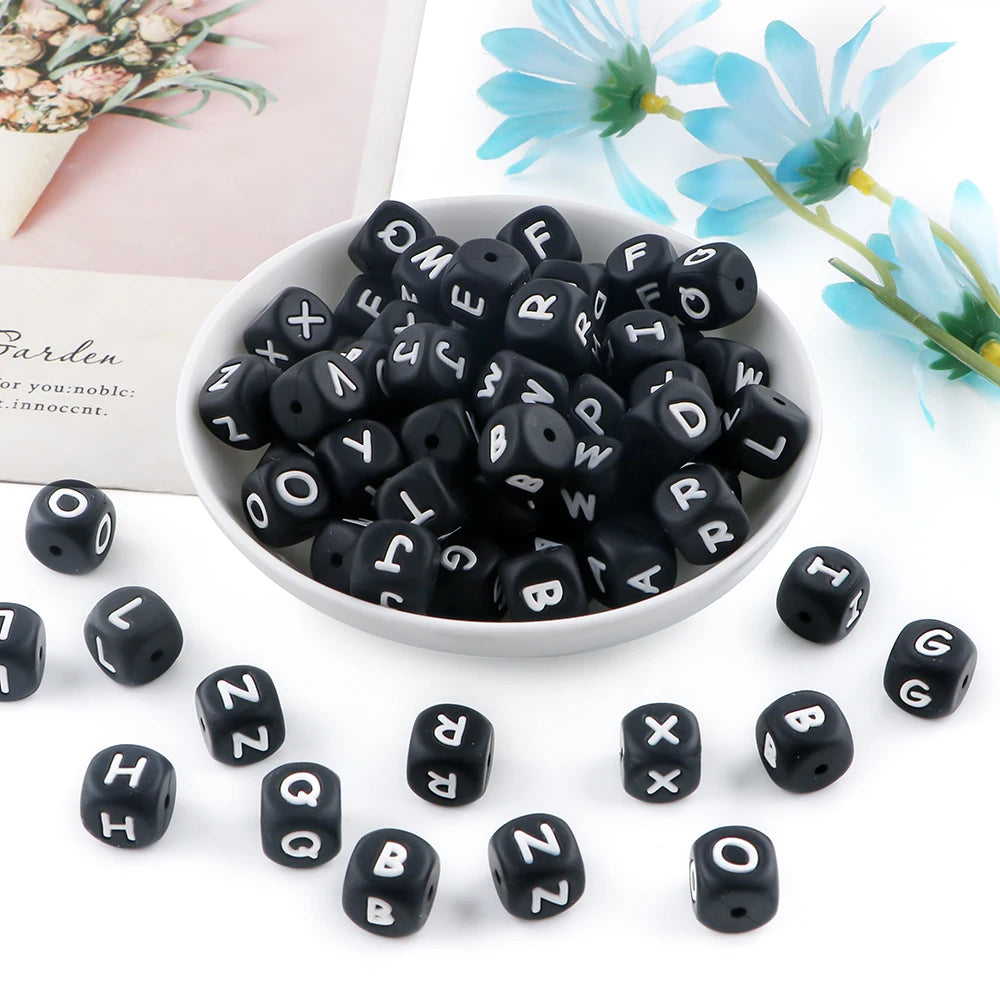 Kovict 10~50Pcs/Lot Silicone Letters Bead 12mm English Alphabet Beads For Jewelry Making DIY Personalized Name Chain Accessories