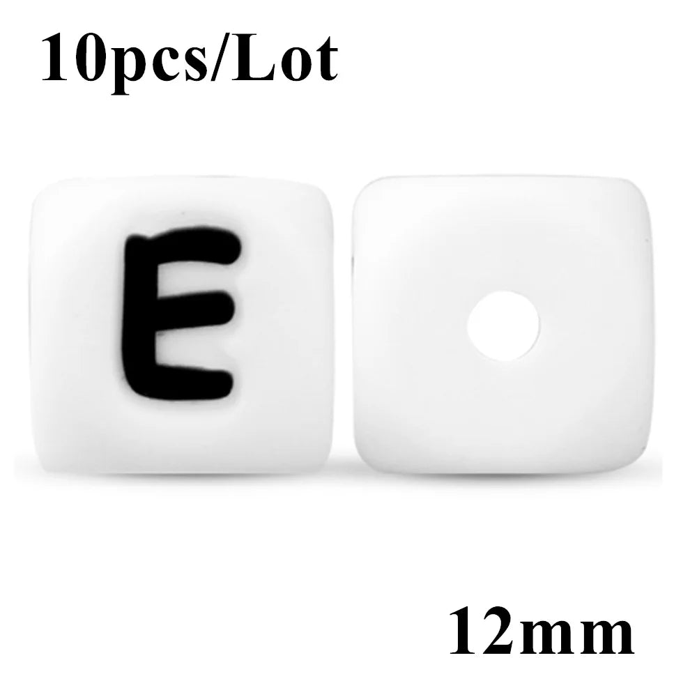 Kovict 10~50Pcs/Lot Silicone Letters Bead 12mm English Alphabet Beads For Jewelry Making DIY Personalized Name Chain Accessories