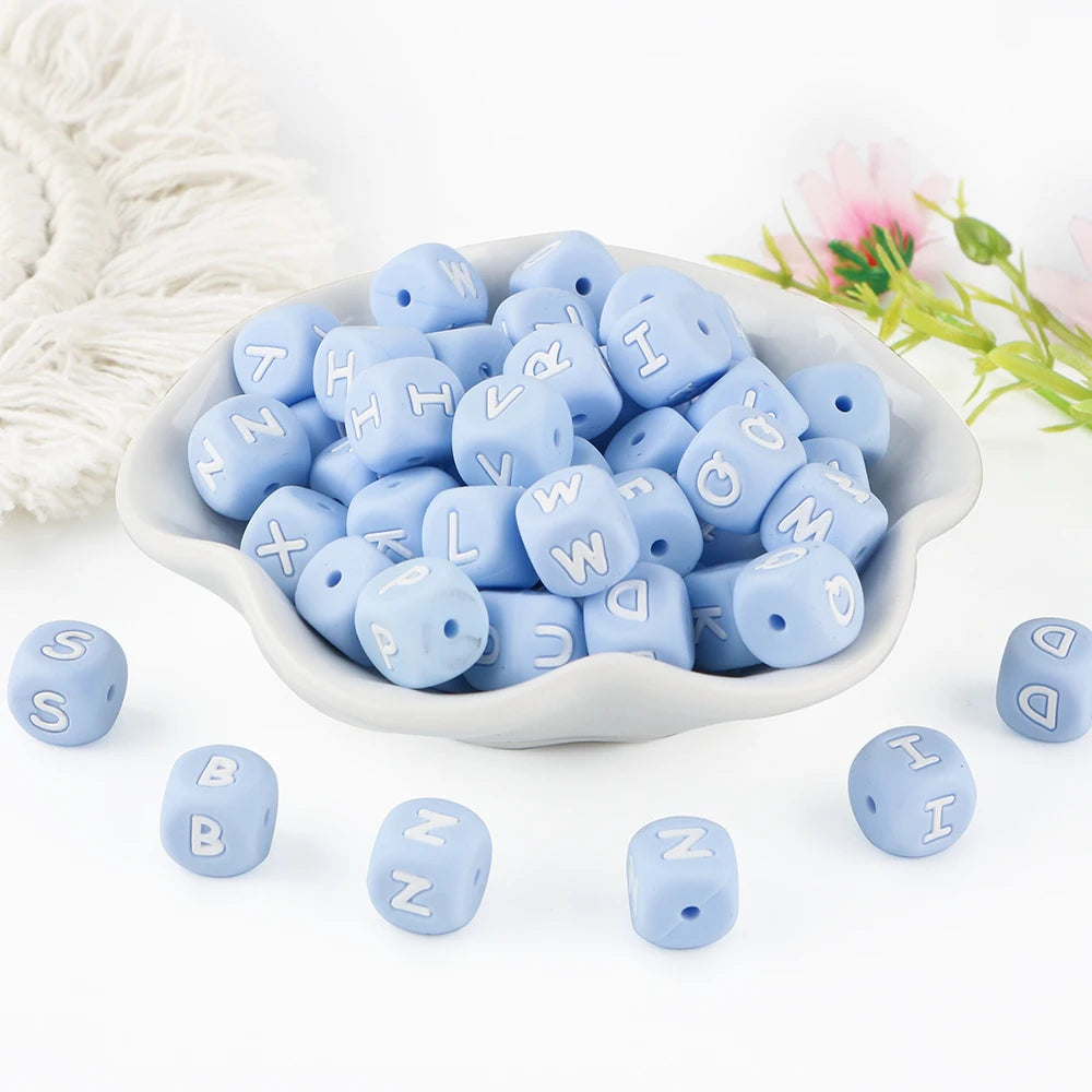 Kovict 10~50Pcs/Lot Silicone Letters Bead 12mm English Alphabet Beads For Jewelry Making DIY Personalized Name Chain Accessories