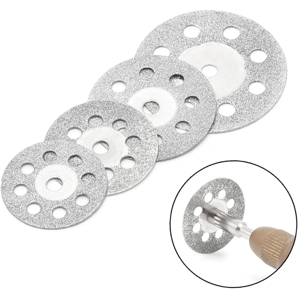 12pcs 22mm Diamond Cutting Disc 3mm Grinding Wheel Mandrel for Metal Cutting Rotary Tool Electric Grinder Parts
