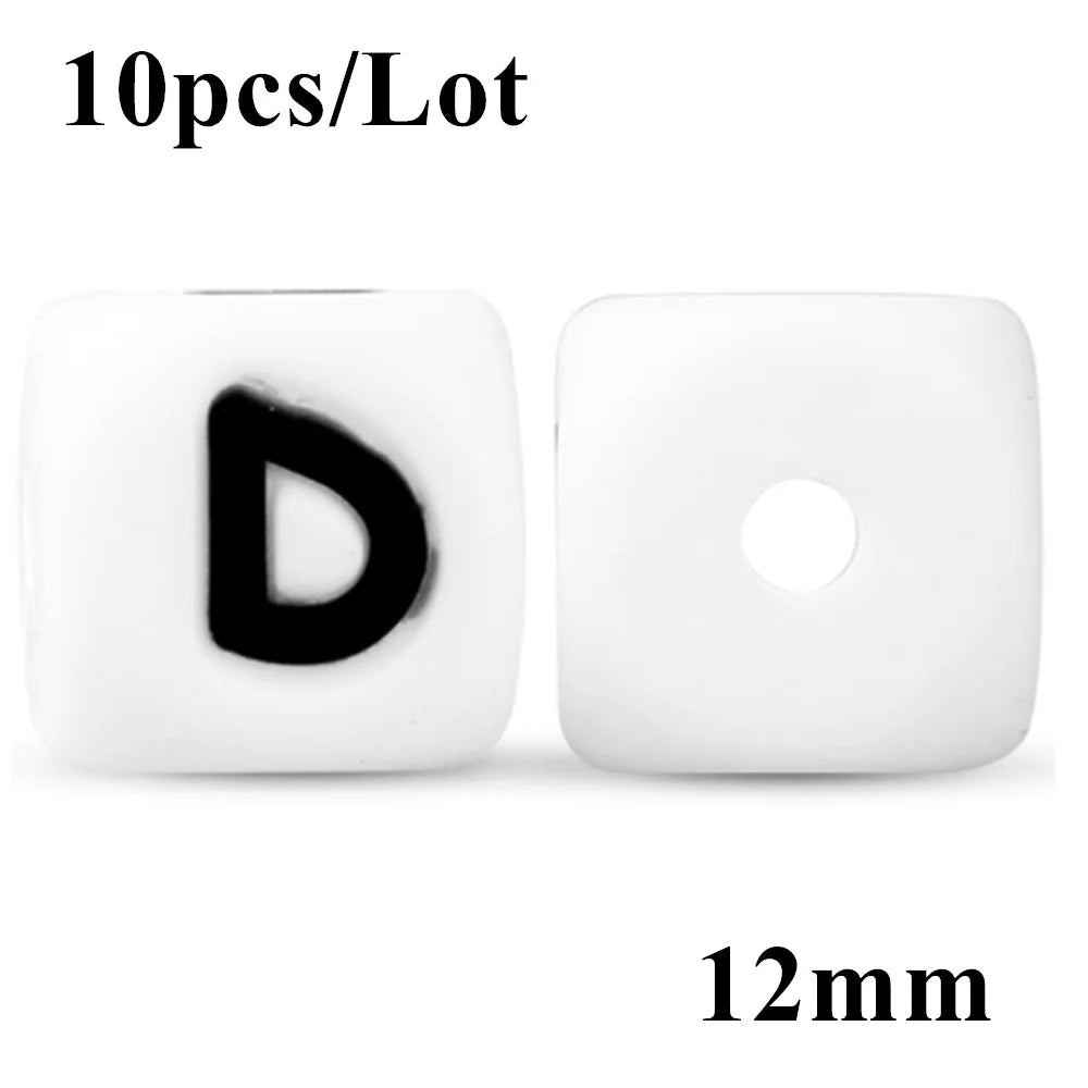 Kovict 10~50Pcs/Lot Silicone Letters Bead 12mm English Alphabet Beads For Jewelry Making DIY Personalized Name Chain Accessories