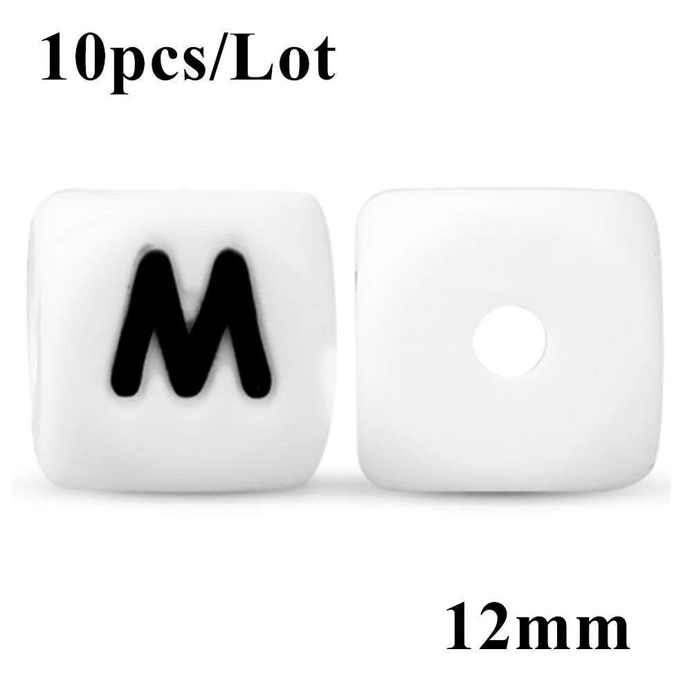Kovict 10~50Pcs/Lot Silicone Letters Bead 12mm English Alphabet Beads For Jewelry Making DIY Personalized Name Chain Accessories