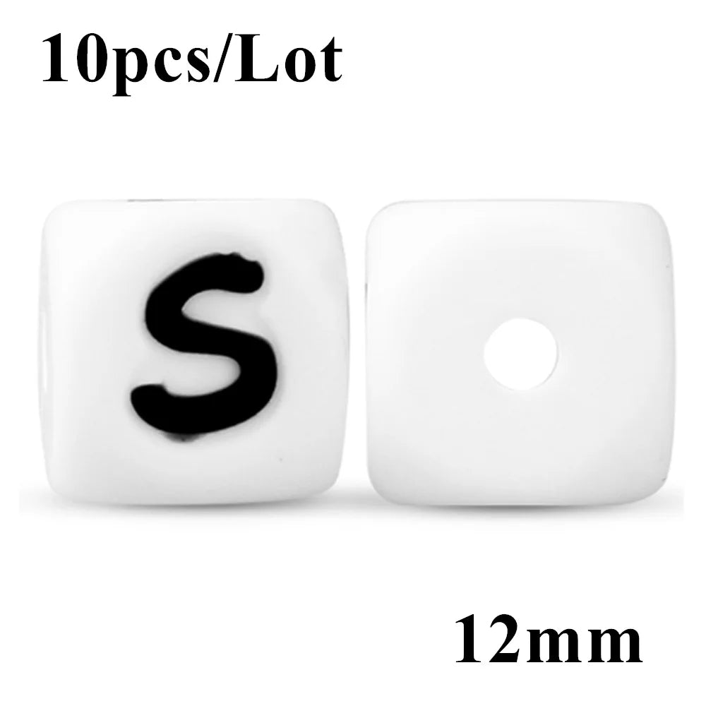 Kovict 10~50Pcs/Lot Silicone Letters Bead 12mm English Alphabet Beads For Jewelry Making DIY Personalized Name Chain Accessories