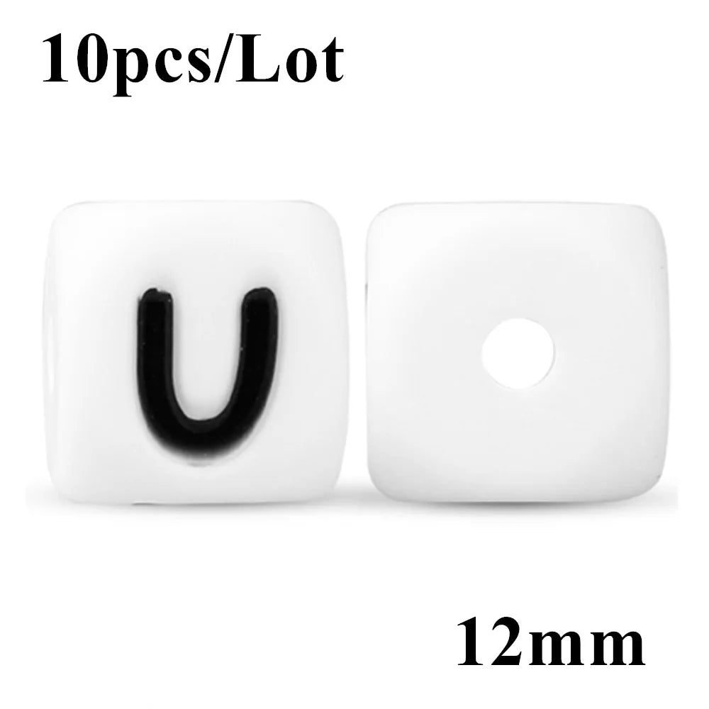 Kovict 10~50Pcs/Lot Silicone Letters Bead 12mm English Alphabet Beads For Jewelry Making DIY Personalized Name Chain Accessories