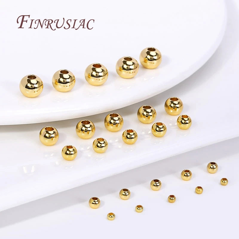 18K Gold Plated Spacer Beads For Jewelry Making,Separators For Bead,2mm-6mm Bracelets Beads,Jewelry Bead DIY Accessories