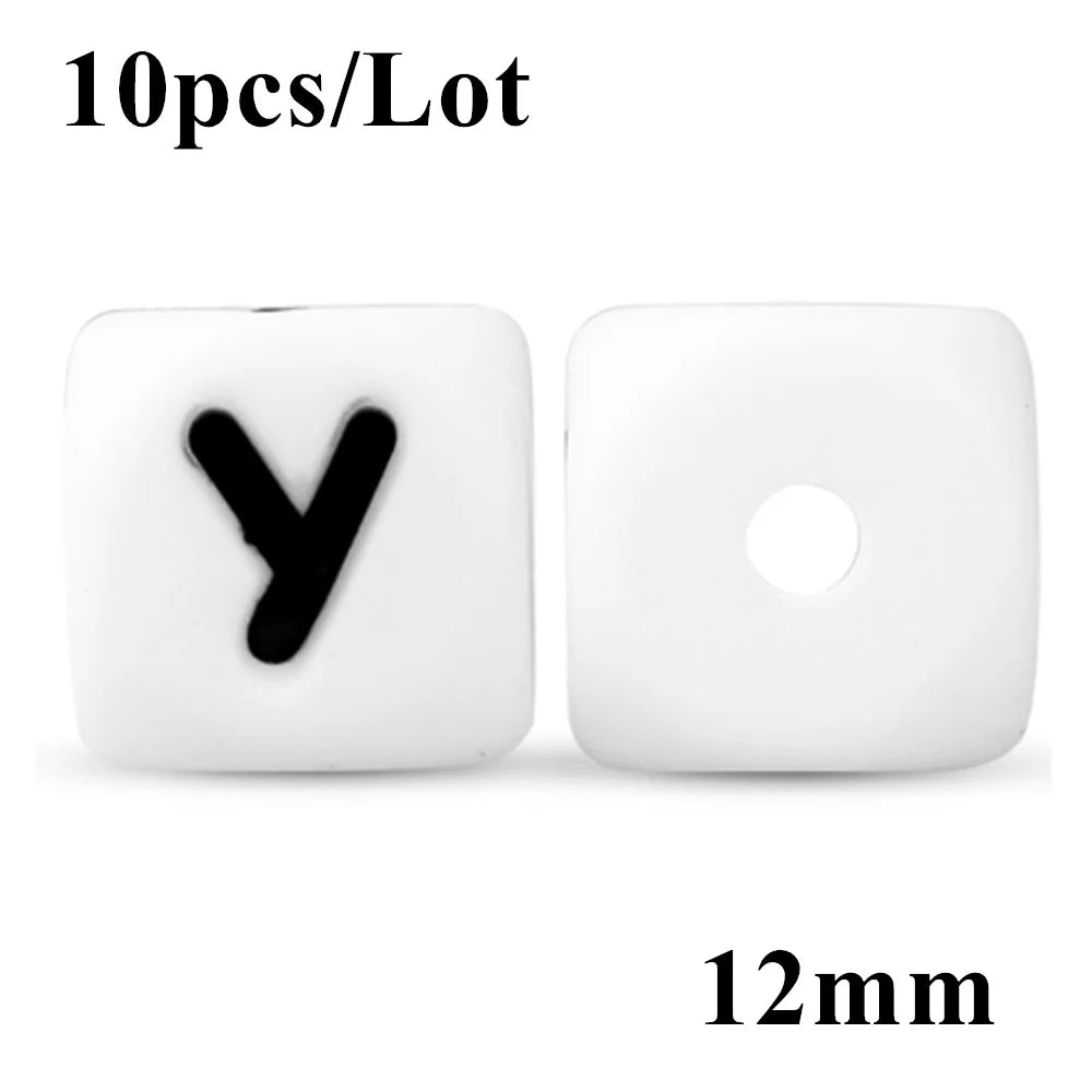 Kovict 10~50Pcs/Lot Silicone Letters Bead 12mm English Alphabet Beads For Jewelry Making DIY Personalized Name Chain Accessories