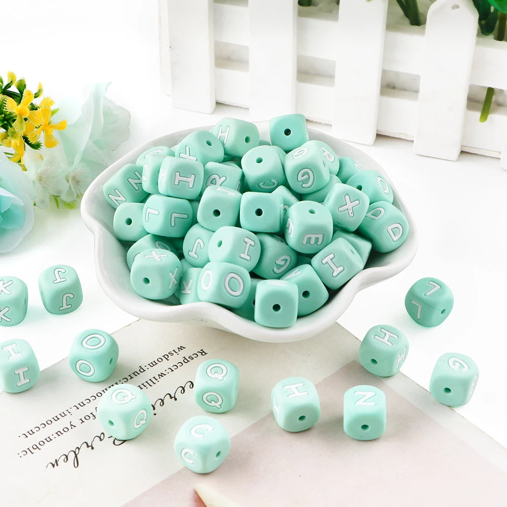 Kovict 10~50Pcs/Lot Silicone Letters Bead 12mm English Alphabet Beads For Jewelry Making DIY Personalized Name Chain Accessories