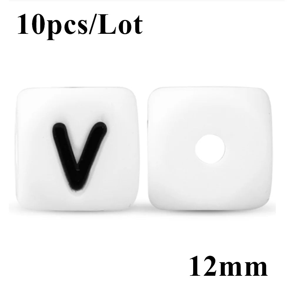 Kovict 10~50Pcs/Lot Silicone Letters Bead 12mm English Alphabet Beads For Jewelry Making DIY Personalized Name Chain Accessories