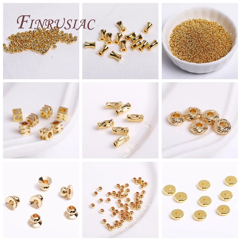 18K Gold Plated Spacer Beads For Jewelry Making,Separators For Bead,2mm-6mm Bracelets Beads,Jewelry Bead DIY Accessories
