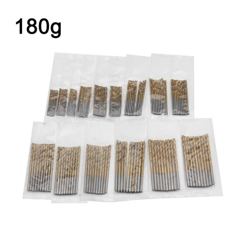 50pc titanium plated twist drill set 1-3mm small drill bit electric drill drilling set DIY woodworking drilling and opening tool