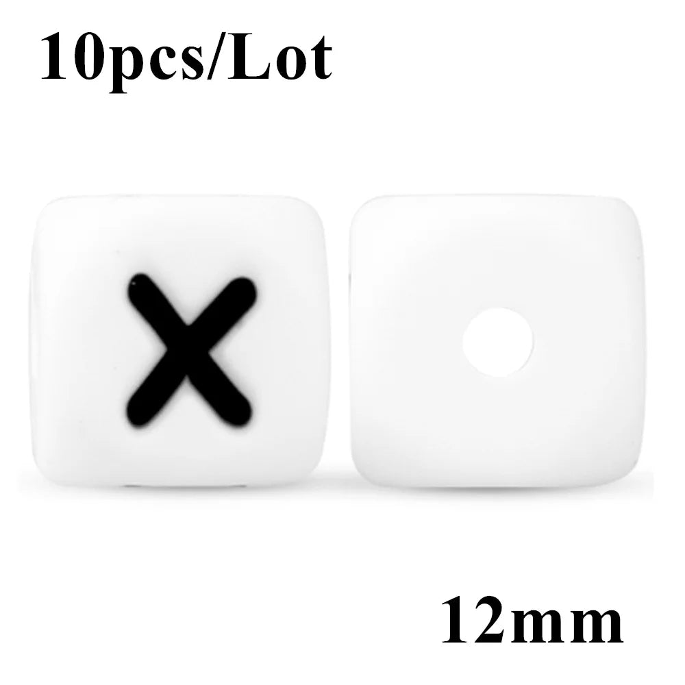 Kovict 10~50Pcs/Lot Silicone Letters Bead 12mm English Alphabet Beads For Jewelry Making DIY Personalized Name Chain Accessories