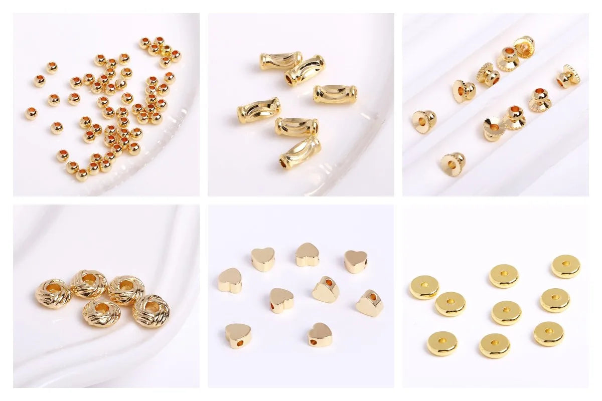 18K Gold Plated Spacer Beads For Jewelry Making,Separators For Bead,2mm-6mm Bracelets Beads,Jewelry Bead DIY Accessories