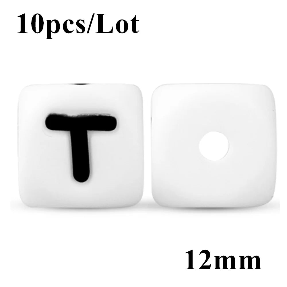 Kovict 10~50Pcs/Lot Silicone Letters Bead 12mm English Alphabet Beads For Jewelry Making DIY Personalized Name Chain Accessories