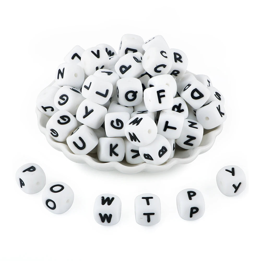 Kovict 10~50Pcs/Lot Silicone Letters Bead 12mm English Alphabet Beads For Jewelry Making DIY Personalized Name Chain Accessories