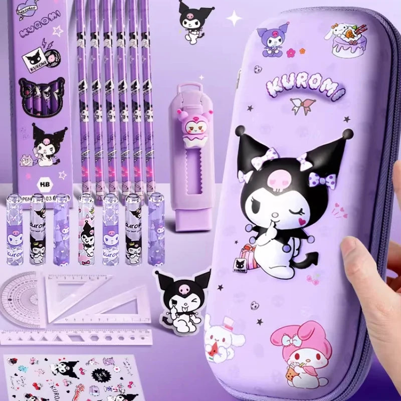 3D Kuromi Melody Cinnamoroll Pencil Case Cartoon Large Capacity Stationery Bag Pencil Case