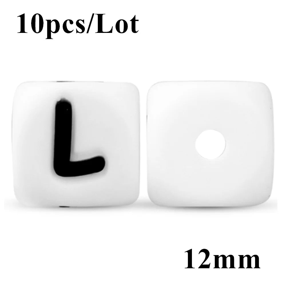 Kovict 10~50Pcs/Lot Silicone Letters Bead 12mm English Alphabet Beads For Jewelry Making DIY Personalized Name Chain Accessories