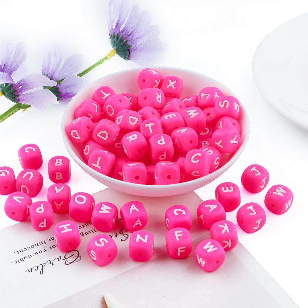Kovict 10~50Pcs/Lot Silicone Letters Bead 12mm English Alphabet Beads For Jewelry Making DIY Personalized Name Chain Accessories