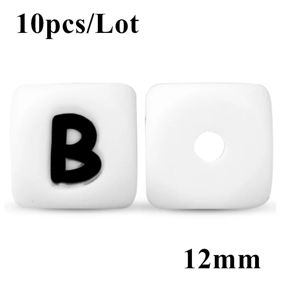 Kovict 10~50Pcs/Lot Silicone Letters Bead 12mm English Alphabet Beads For Jewelry Making DIY Personalized Name Chain Accessories