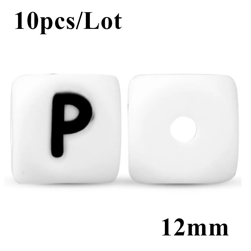 Kovict 10~50Pcs/Lot Silicone Letters Bead 12mm English Alphabet Beads For Jewelry Making DIY Personalized Name Chain Accessories