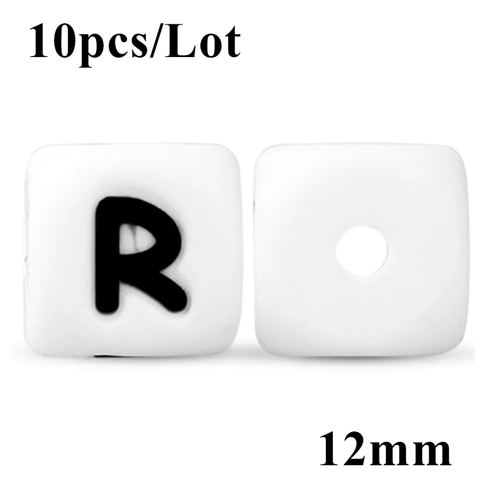 Kovict 10~50Pcs/Lot Silicone Letters Bead 12mm English Alphabet Beads For Jewelry Making DIY Personalized Name Chain Accessories