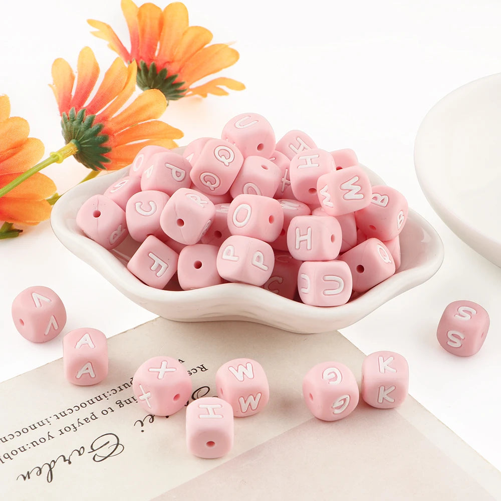 Kovict 10~50Pcs/Lot Silicone Letters Bead 12mm English Alphabet Beads For Jewelry Making DIY Personalized Name Chain Accessories