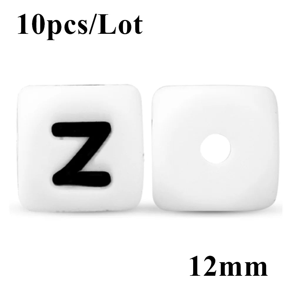 Kovict 10~50Pcs/Lot Silicone Letters Bead 12mm English Alphabet Beads For Jewelry Making DIY Personalized Name Chain Accessories