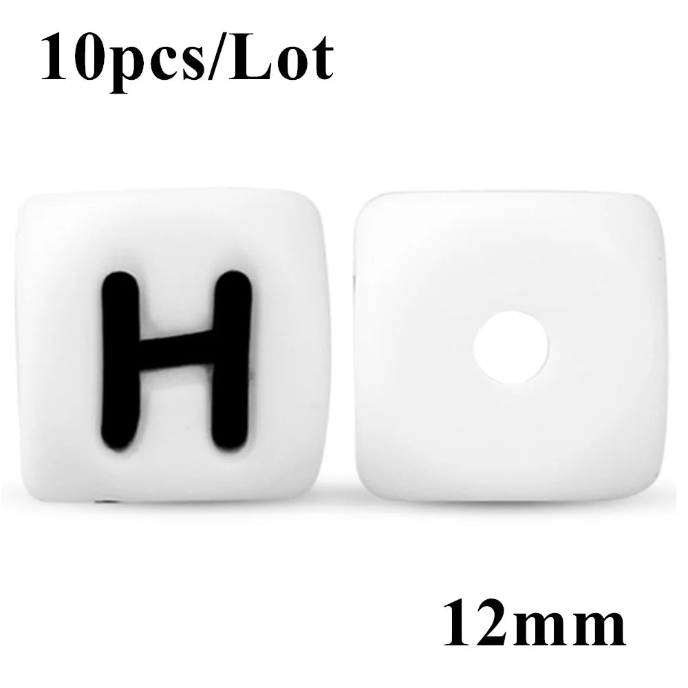 Kovict 10~50Pcs/Lot Silicone Letters Bead 12mm English Alphabet Beads For Jewelry Making DIY Personalized Name Chain Accessories