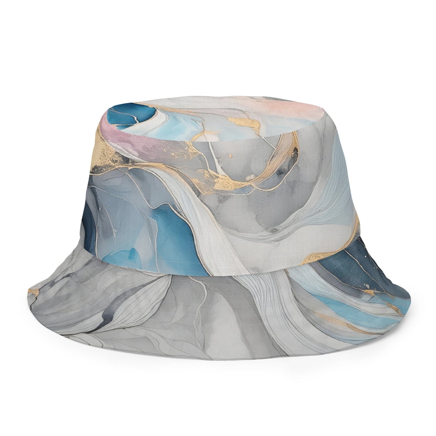 Reversible Bucket Hat Marble Cloud of Grey Pink Blue 63389-4