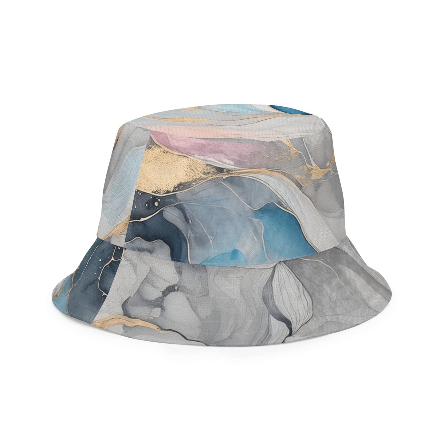 Reversible Bucket Hat Marble Cloud of Grey Pink Blue 63389-1