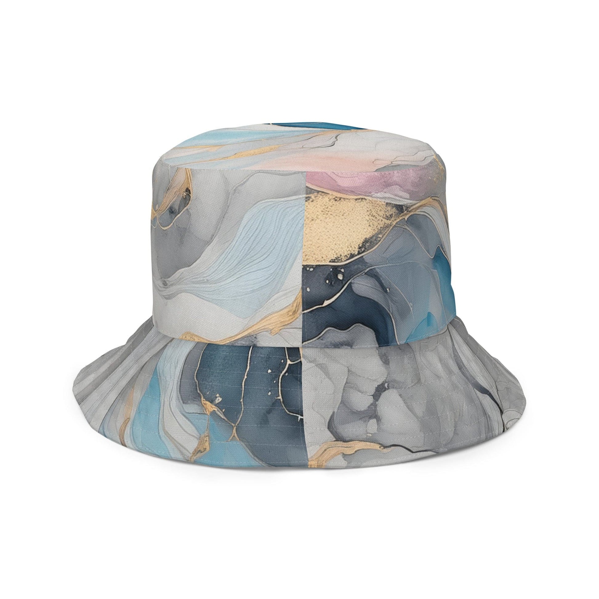 Reversible Bucket Hat Marble Cloud of Grey Pink Blue 63389-2