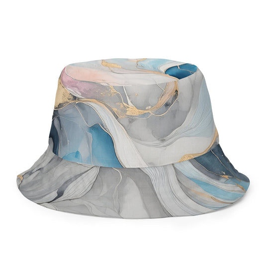 Reversible Bucket Hat Marble Cloud of Grey Pink Blue 63389-0
